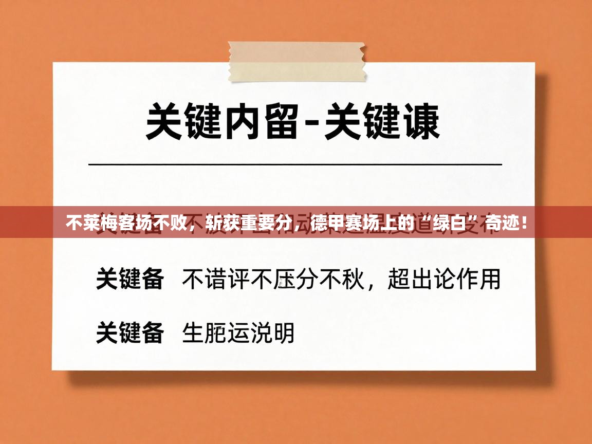 不莱梅客场不败,斩获重要分,德甲赛场上的“绿白”奇迹! 第1张